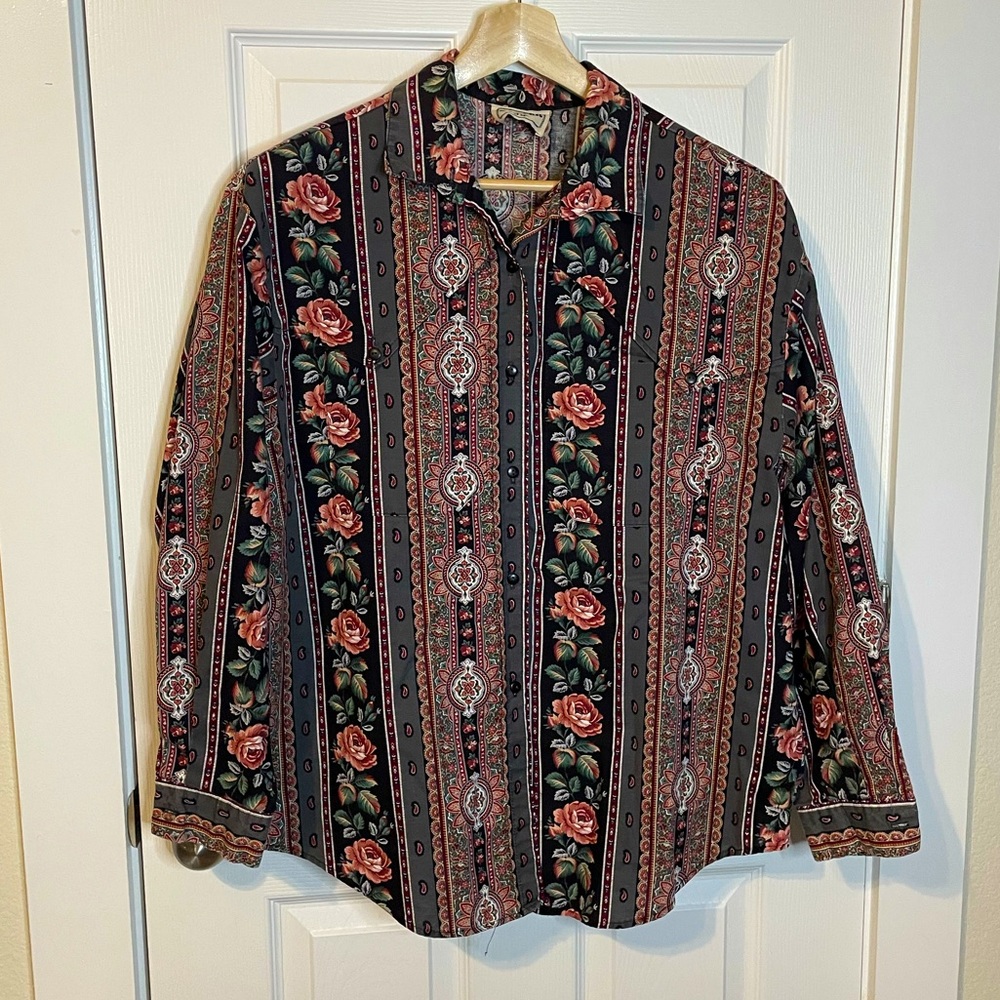 VTG Rafter JX floral/paisley western shirt sz XL
